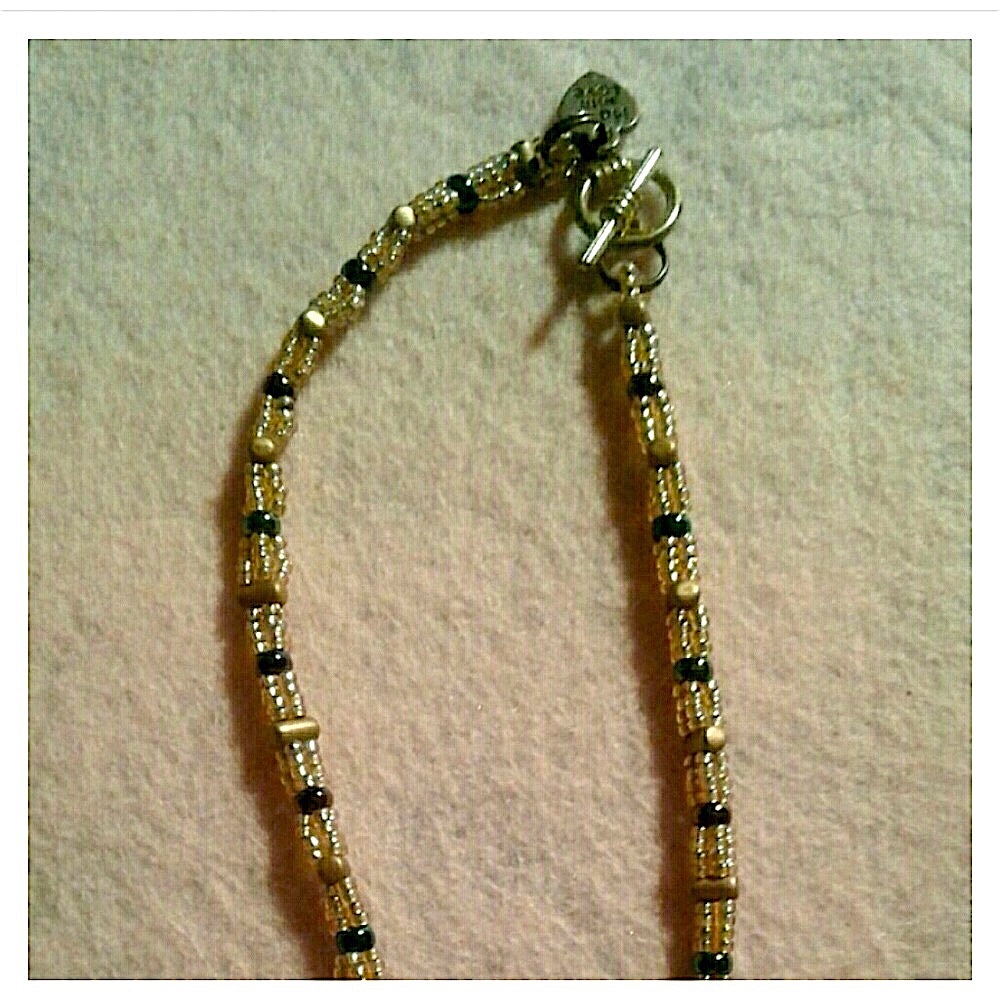 "Pharaohs colors" beaded lampwork glass necklace - Picture 5 of 6